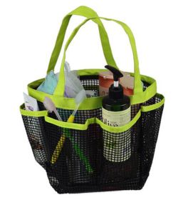 Outdoor Camping Quick Dry Mesh Shower Accessories Tote With Handle-Green