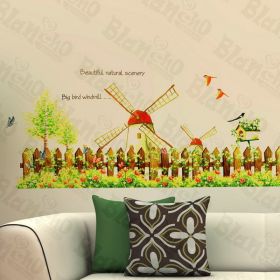 Windmill And Garden - Wall Decals Stickers Appliques Home Dcor