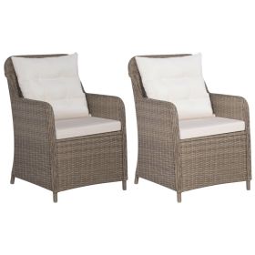 Patio Chairs with Cushions 2 pcs Poly Rattan Brown