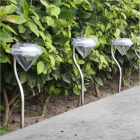 Stainless Steel Solar Garden Lights Outdoor, Color Changing Diamond