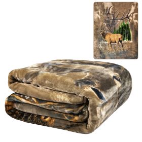 Plush Throw Blanket - Elk Call - QUEEN BED 79"x 95" - Faux Fur Blanket For Beds, Sofa, Couch, Picnic, Camping