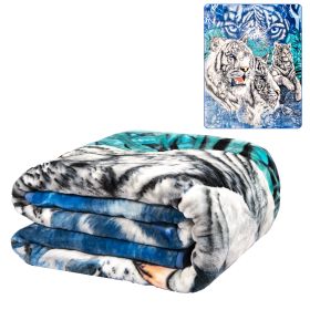 Plush Throw Blanket - 12 White Tigers - QUEEN BED 79"x 95" - Faux Fur Blanket For Beds, Sofa, Couch, Picnic, Camping