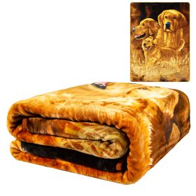 Plush Throw Blanket - Golden Retriever - QUEEN BED 79"x 95" - Faux Fur Blanket For Beds, Sofa, Couch, Picnic, Camping