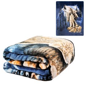 Plush Throw Blanket - Harmony of Wolves - QUEEN BED 79"x 95" - Faux Fur Blanket For Beds, Sofa, Couch, Picnic, Camping