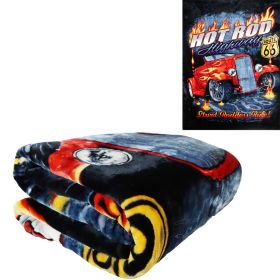 Plush Throw Blanket - Hot Rod Highway - QUEEN BED 79"x 95" - Faux Fur Blanket For Beds, Sofa, Couch, Picnic, Camping