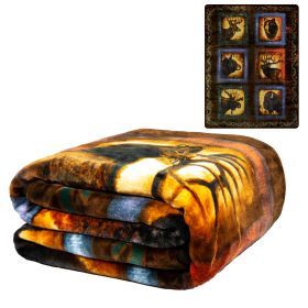Plush Throw Blanket - Lodge Series - QUEEN BED 79"x 95" - Faux Fur Blanket For Beds, Sofa, Couch, Picnic, Camping