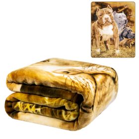 Plush Throw Blanket - Pitbull - QUEEN BED 79"x 95" - Faux Fur Blanket For Beds, Sofa, Couch, Picnic, Camping