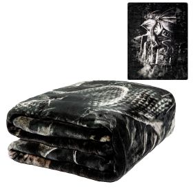 Plush Throw Blanket - Silver Dragon - QUEEN BED 79"x 95" - Faux Fur Blanket For Beds, Sofa, Couch, Picnic, Camping