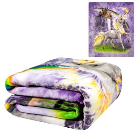 Plush Throw Blanket - Unicorn Castle - QUEEN BED 79"x 95" - Faux Fur Blanket For Beds, Sofa, Couch, Picnic, Camping