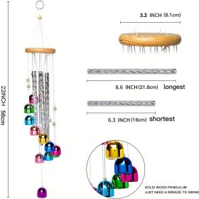 1pc Colorful Wind Chimes For Outside With 4 Aluminum Tubes Comes With 11 Bells For Home Garden Yard Patio Decor (Items: Wind Chime)