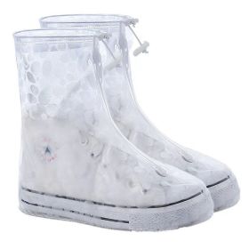 1pc Reusable Men And Women Rain Boots Cover Anti-Slip Wear-resistant Protective Cover Waterproof Layer (Color: A Polka Dot White, size: L(39-40))