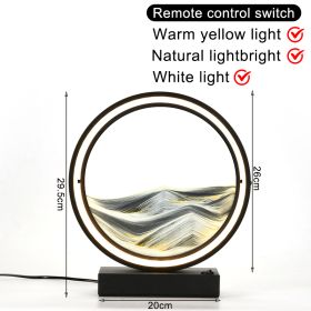 3D Moving Sand Art Table Lamp LED Craft Quicksand USB Cable Control Natural Landscape Flowing Sand Night Light Home Decor Gifts (Ships From: China, Emitting Color: Black White Sand EU)