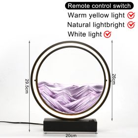 3D Moving Sand Art Table Lamp LED Craft Quicksand USB Cable Control Natural Landscape Flowing Sand Night Light Home Decor Gifts (Ships From: China, Emitting Color: Purple Sand EU)