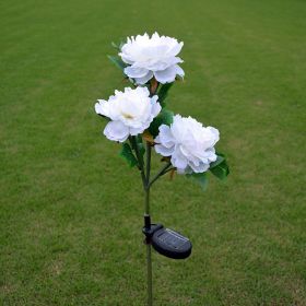 LED Roses with Leaves Flower Stake, Solar Energy for Garden Backyard (Color: White)