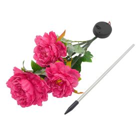 LED Roses with Leaves Flower Stake, Solar Energy for Garden Backyard (Color: Pink)