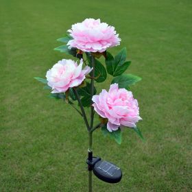LED Roses with Leaves Flower Stake, Solar Energy for Garden Backyard (Color: Light Pink)